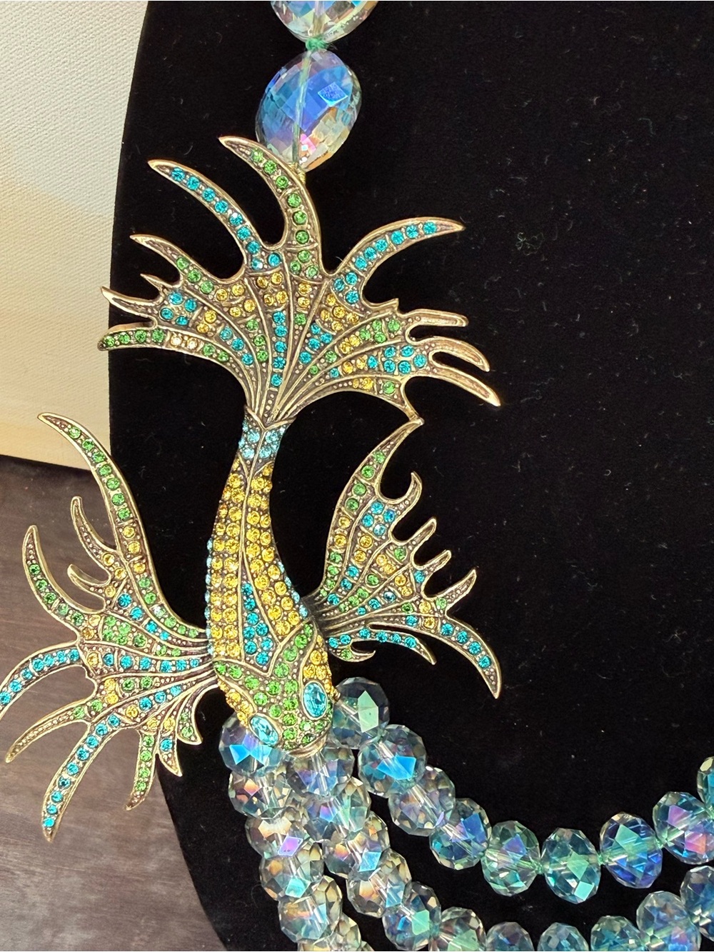 Heidi Daus Iridescent Blue Multi-Strand Fish Pendant Necklace - Picture 2 of 8